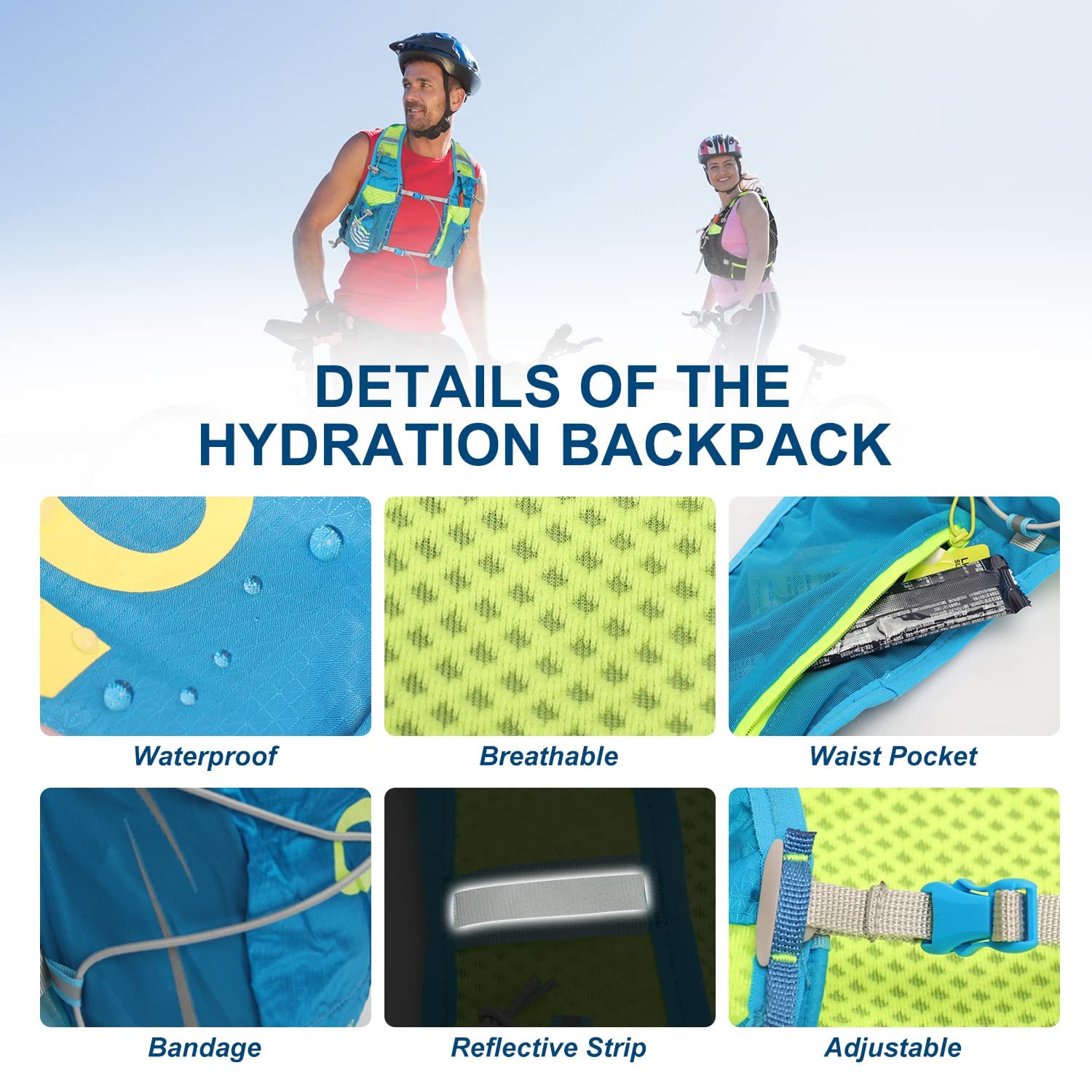 INOXTO Chaleco de hidratación ligero para correr, mochila de hidratación con bolsa de agua de 1.5 L y botella de agua plegable suave de 450 ml para senderismo, correr, ciclismo, carreras para mujeres