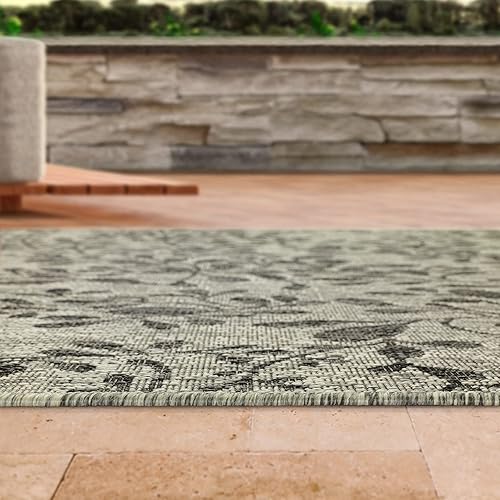 Miniatura 8 de Antep Rugs Patio 6x9 - Alfombra floral para exterioresinteriores (gris, 6 pies 7 pulgadas x 9 pies)