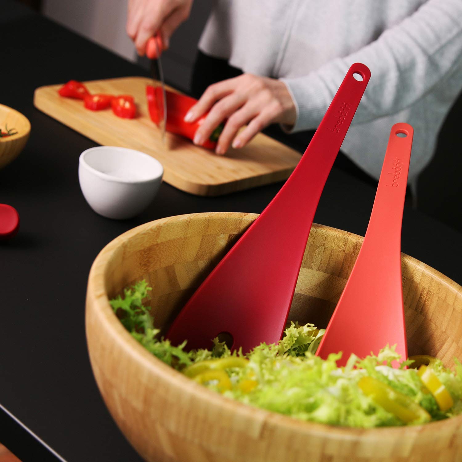 Trebonn Twins Salad Server - Salatbesteck Set Aus Nylon Koralle