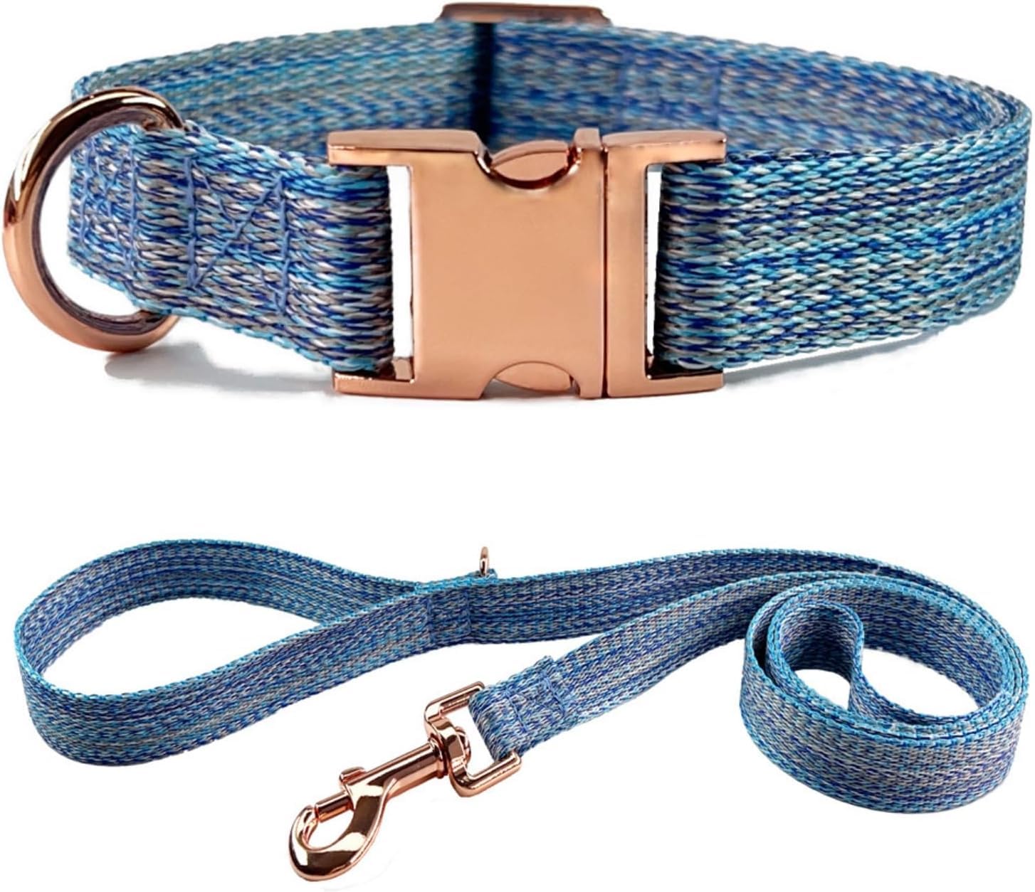 collare per animali domestici, Set collare for cani e guinzaglio da 4,9 piedi, base regolabile con fibbia in metallo resistente anello a D morbido(Blue,M)