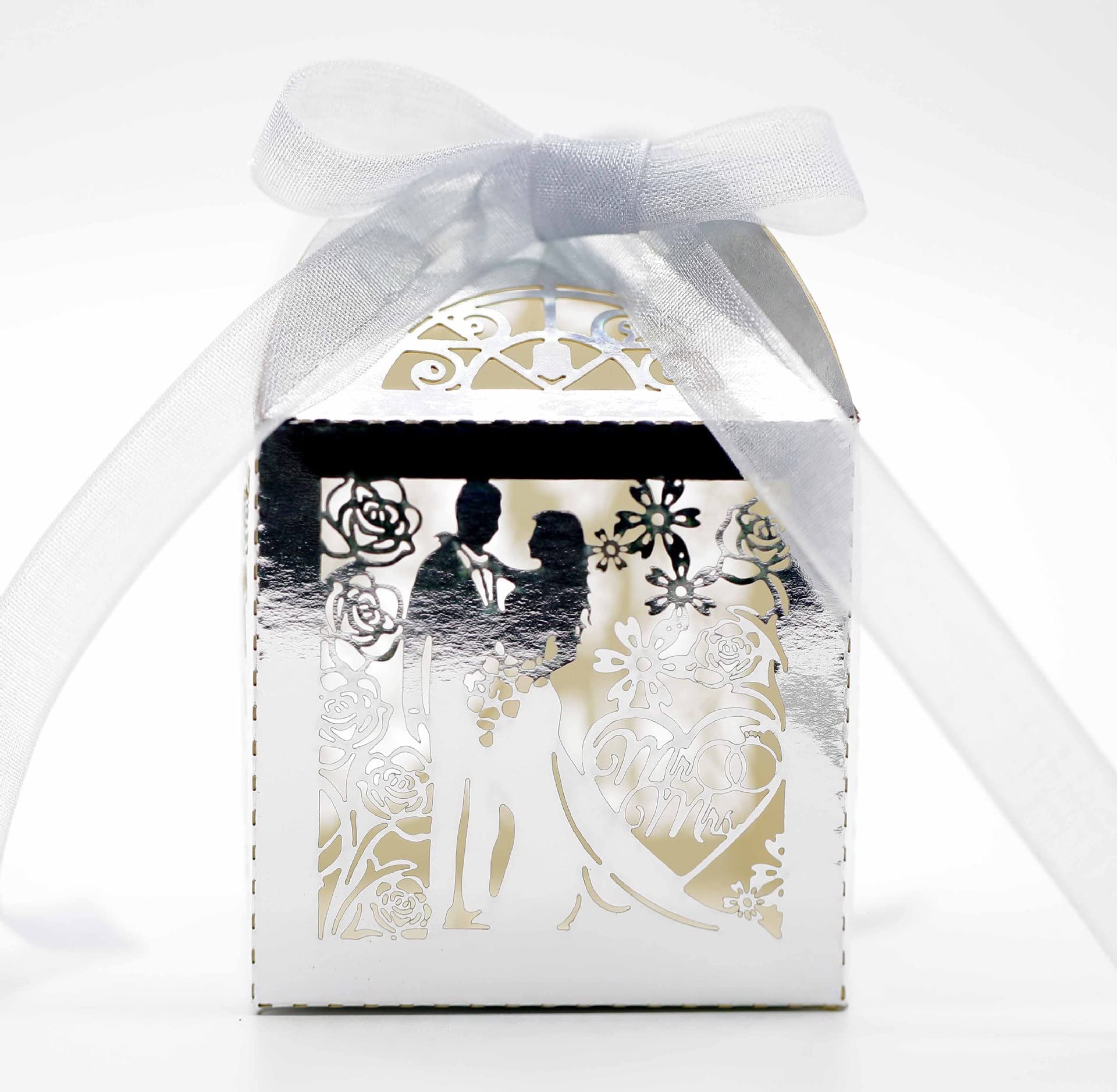 Scatoline Regalo Matrimonio Fai Da Te – 50 Pezzi ALPHA DIMA, Formato Cubo Con Nastri, Per Bomboniere E Confetti - 2