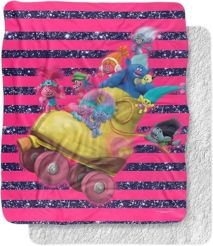 Manta de Trolls, 50 x 60 pulgadas, manta de sherpa supersuave con tacto sedoso