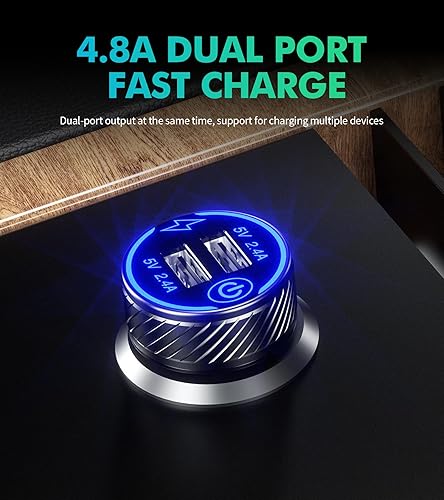 Miniatura 2 de Paquete de 2 Cargador de coche USB, adaptador de encendedor de cigarrillos de doble puerto USB, cargador de teléfono de coche de carga de 5 V4.8 A