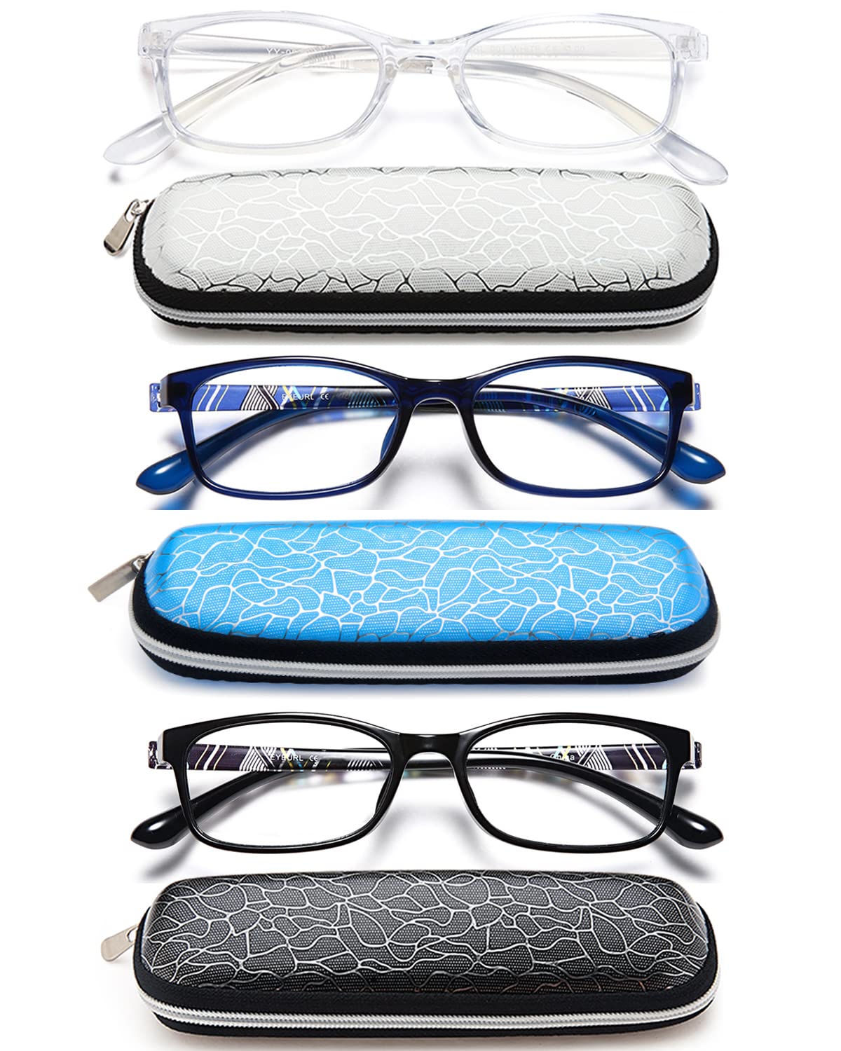 Photo 1 of EYEURL Reading Glasses for Women Men Blue Light Blocking, 0.75 Anti Eye Strain Computer Readers, TR90 Ultra Lightweight Rectangle Frame Eyeglasses