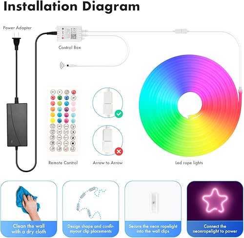 Miniatura 8 de Tira de luces LED RGB de 16.4 pies, control de aplicación, control remoto IR, sincronización de música, resistente al agua IP67 al aire libre,