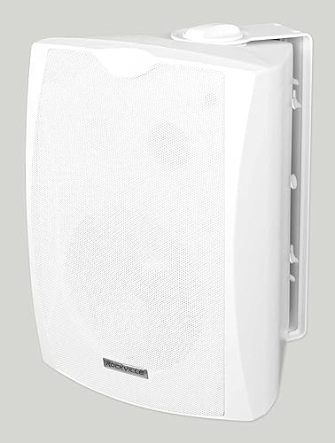 Rockville WET-6W 70V 6.5" IPX55 - Altavoz de pared para interiores y exteriores, 50 W RMS, derivación de 8 ohmios, resistente al agua, blanco,