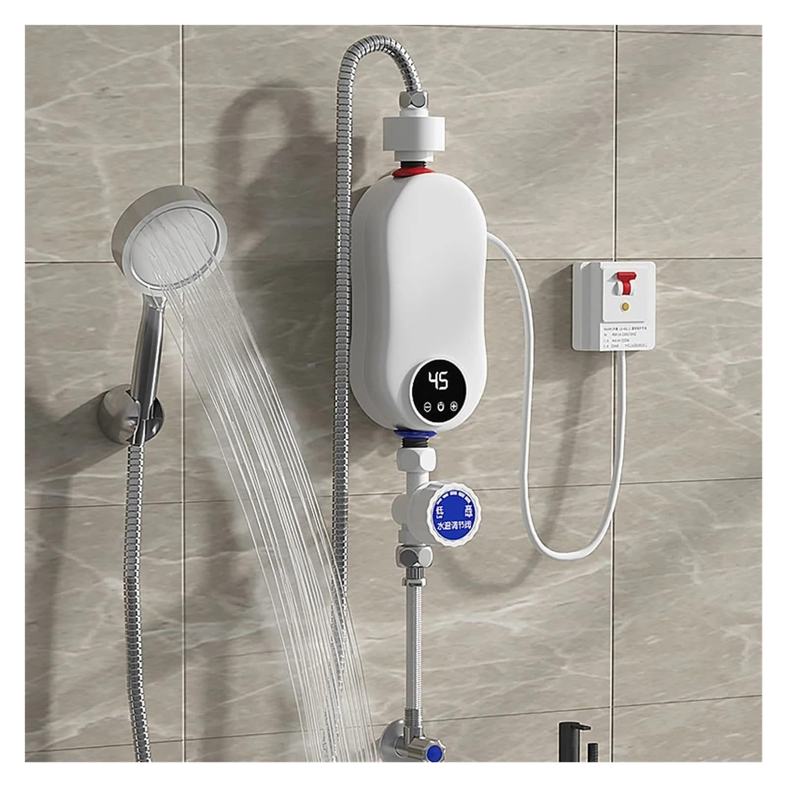 Scaldabagno Senza Serbatoio Elettrico Da 5500 W Con Display Digitale Riscaldatore Di Acqua Calda Istantaneo Smart Touch Riscaldatori Elettrici Doccia Automatica riscaldare rapidamente(Kitchen)