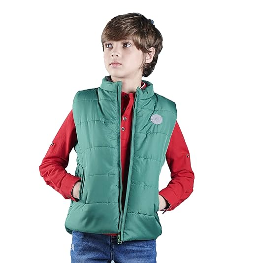 One Friday Green Quilted Jacket for Boys High Neck Boys Woolen Jacket Winter Wear for Kids (0-1 Yrs) & (11-12 Years)