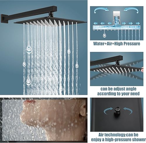 Miniatura 58 de Aolemi Sistema de ducha tipo lluvia de 12 pulgadas, cabezal de ducha cepillado Nikcel Combo Set con ducha de mano válvula de montaje en pared grifo