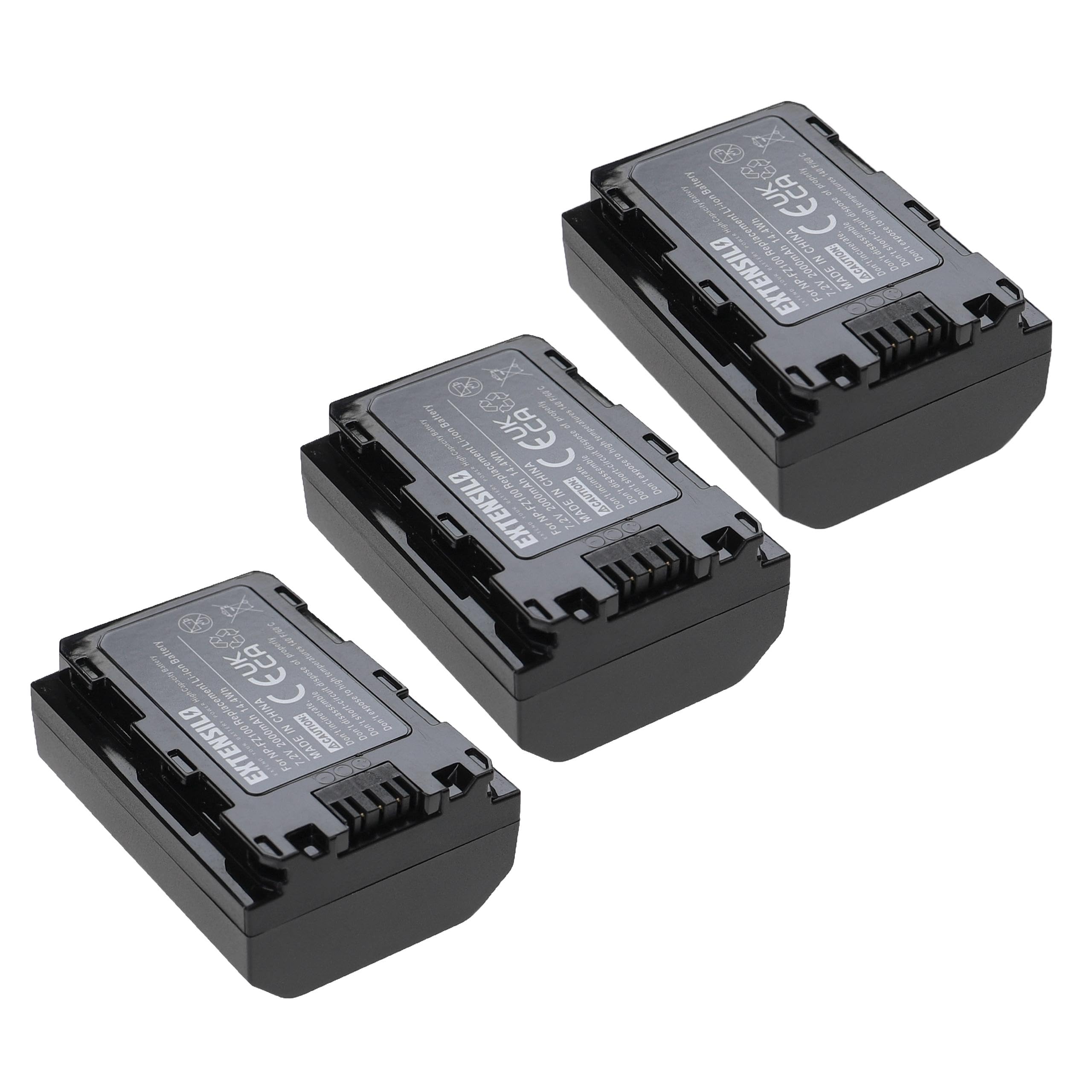 3x batteria compatibile con Sony Alpha ILCE-7RM3, ILCE-7M4, ILCE-7RM4, ILCE-7M3, ILCE-7M3K, ILCE-7M5 fotocamera (2000mAh, 7,2V, Li-Ion)