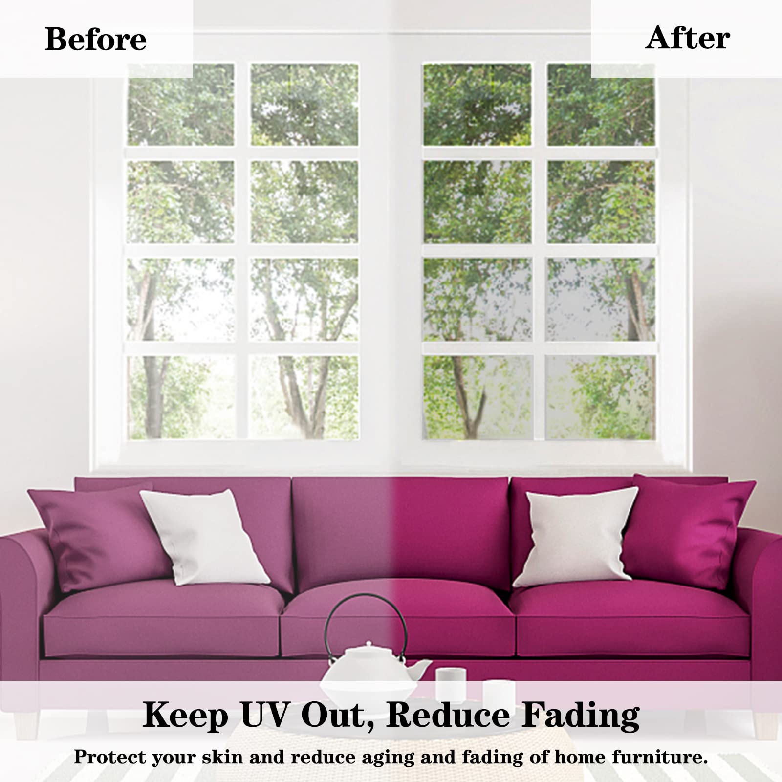 ConCus-T One Way Window Film Sun Blocking Mirror Tint Anti Glare Conservatory Roof Static Cling Reflective Daytime Privacy Solar Film - Image 2