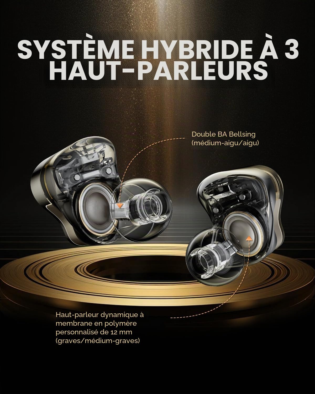 SoundPEATS H3 Écouteurs Hi-FI sans Fil Réducteur de Bruit [VGP2025], 3 Drivers (2BA+DD 12mm), LDAC & aptX Lossless, Audio Hi-Res, Snapdragon Sound, ANC Hybride 55dB, 37H
