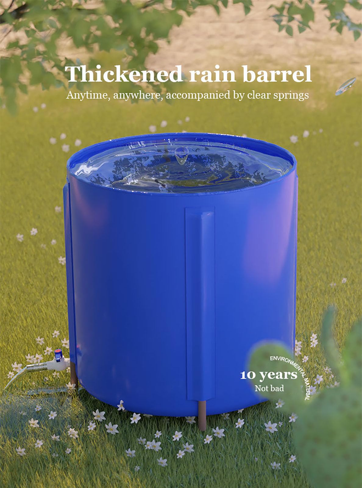 depositos de Agua de Lluvia, depósito de Agua de Lluvia con Rejilla de Entrada de Agua de Lluvia Portátil Sistema de Recolección de Agua de Lluvia PVC con Grifo para Recolectar Agua,Azul,500L