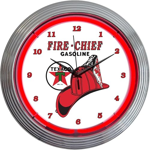 Neonetics Texaco Fire Chief - Reloj de pared de neón, 15 pulgadas