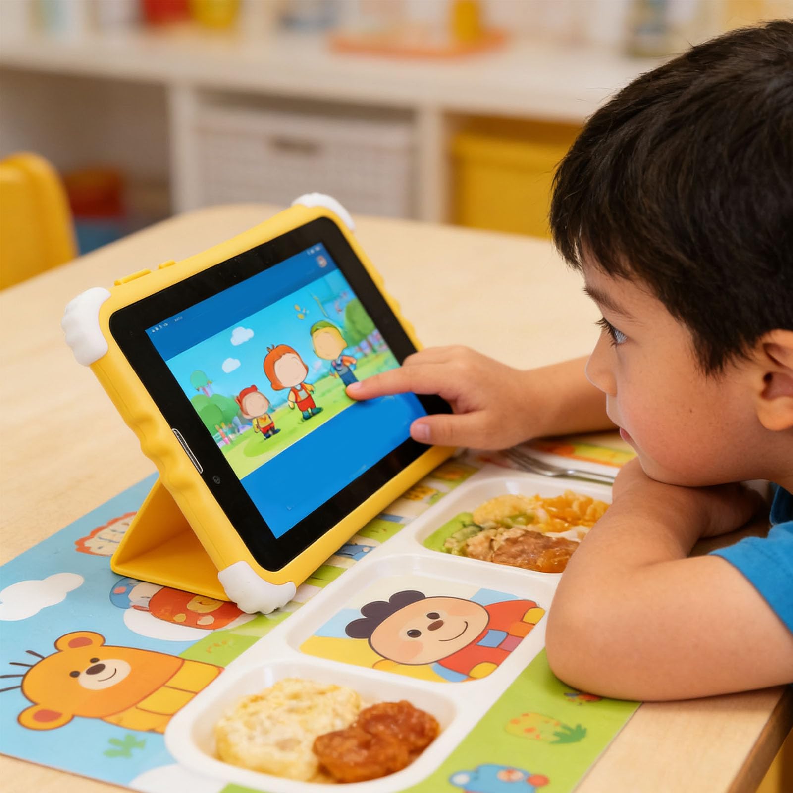 TARSHYRY Tablet per Bambini, Schermo HD 11 Pollici con Custodia Protettiva Robusta e Supporto, Memoria ROM Espandibile 128 GB per L'apprendimento dei Bambini, con Controllo Genitori e (YELLOW)