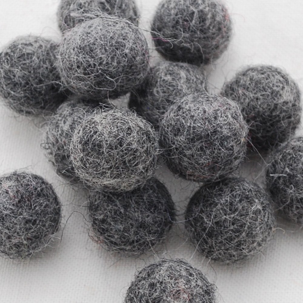 100% Wool Felt Balls - 1.5cm - 10 Felt Balls - Dark Grey