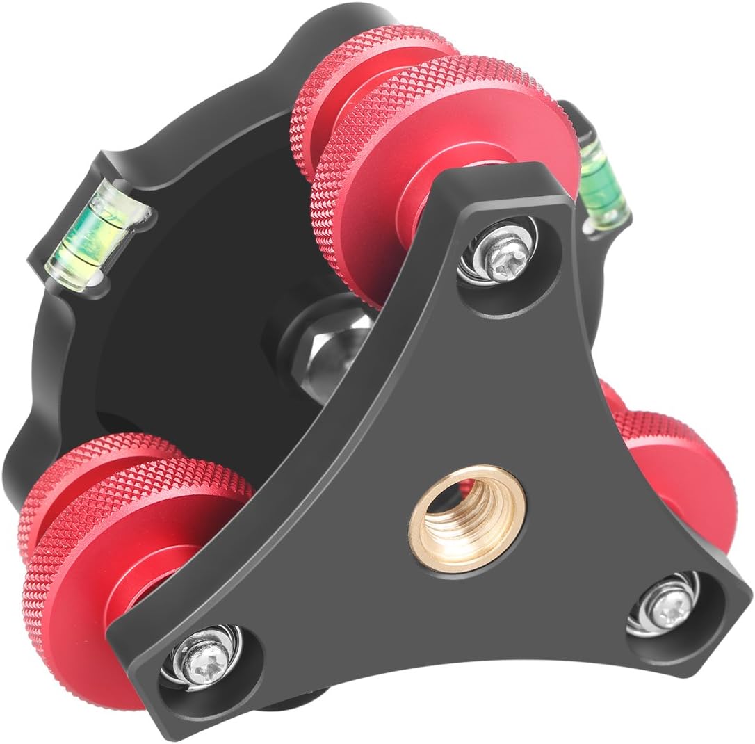 🔥 Flash Sale Neewer Photography Tripod Leveler Tri-Wheel Leveling Base with Bubble Level and 3/8 inch Screw, 3 Dials with +/-5 Degree Precision Adjustment, Aluminum Alloy Construction