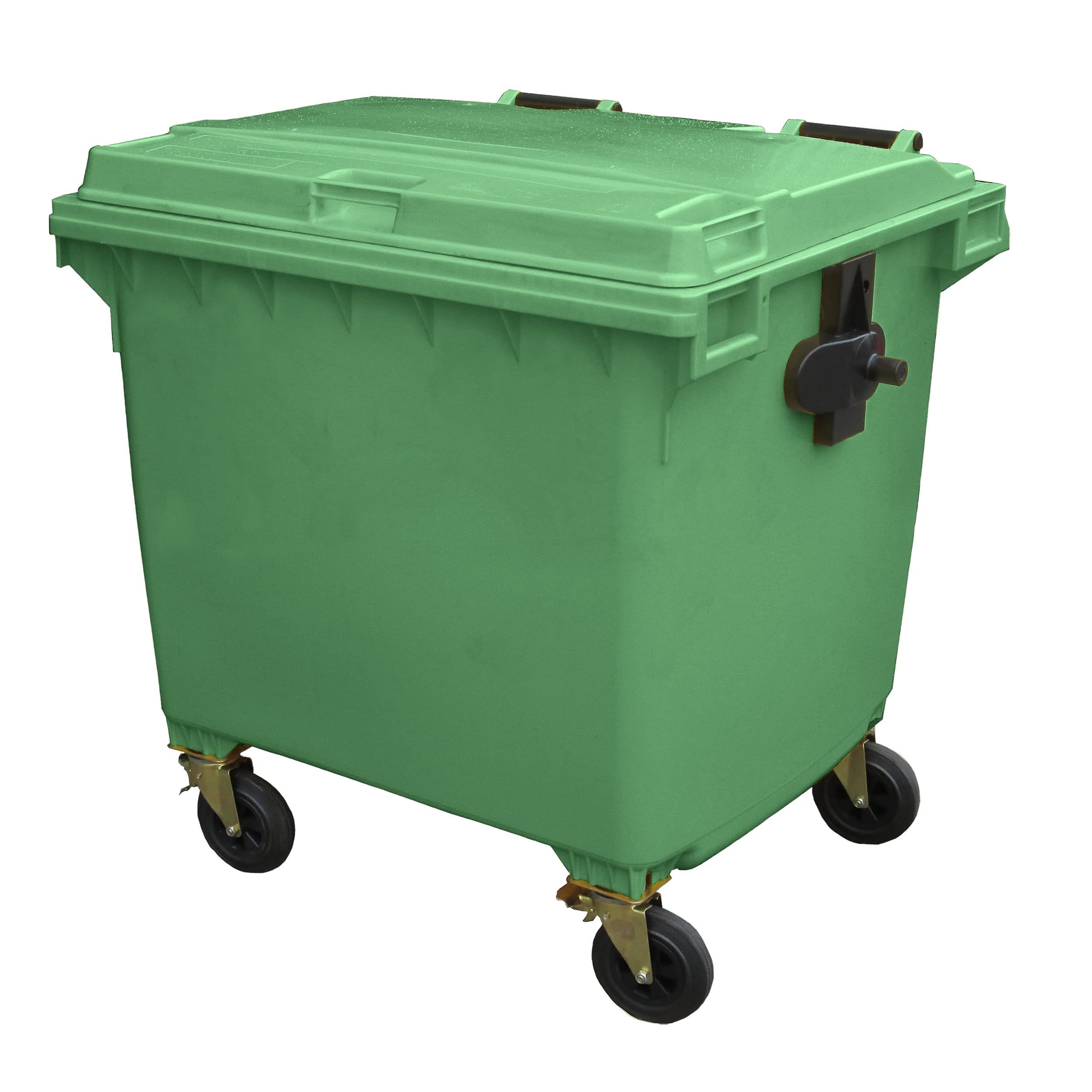 Green 1100 ltr 4 Wheel Wheelie Bin - Large Size 4-Wheel Wheelie Bin - Tough & Durable - For All Your Outdoor Rubbish & Recycling - EN840 Certified & Tested