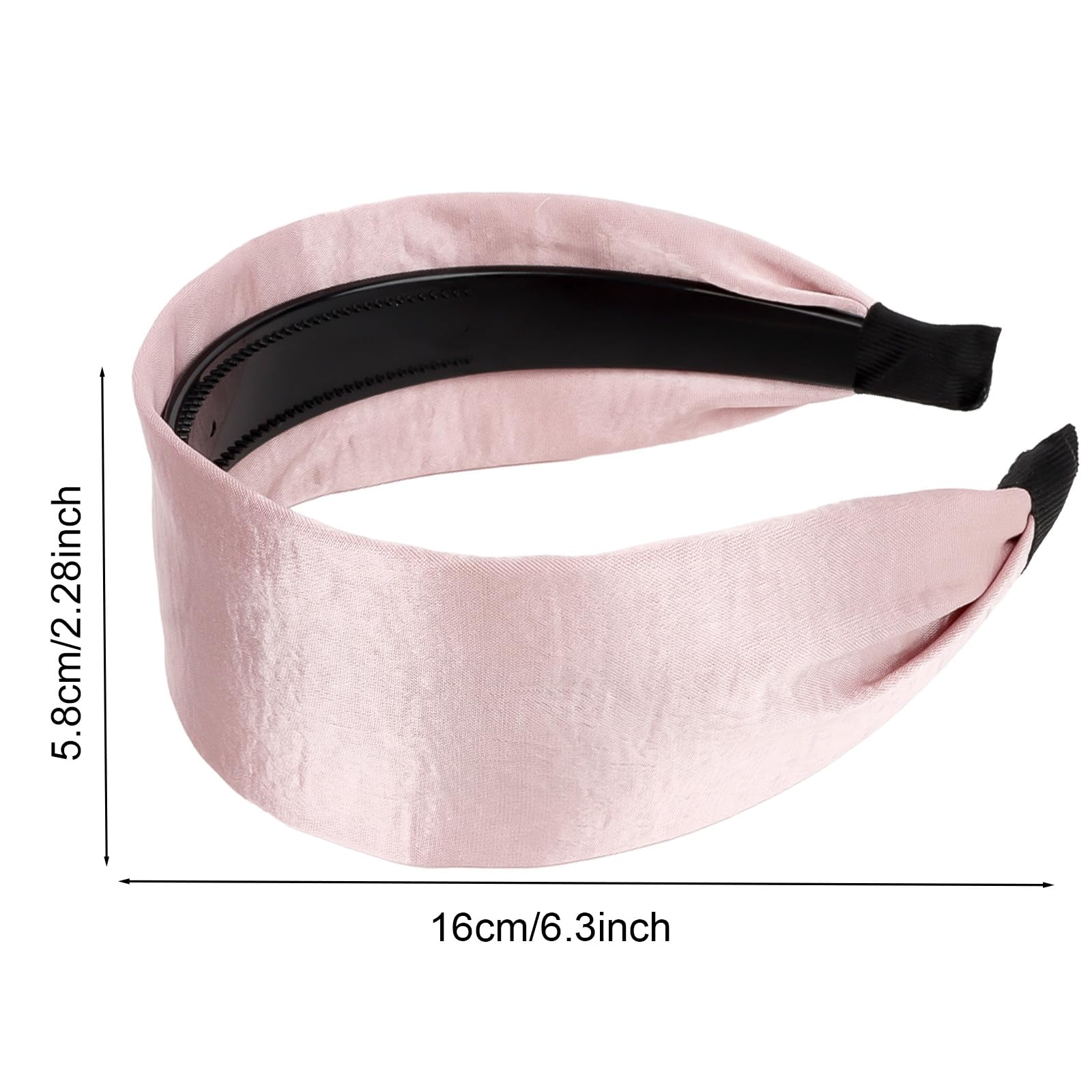 Luixenir 2 Pcs Wide Headbands Silk Satin Headbands with Inner Teeth Solid Color Non-slip Ladies Hairbands Hair Accessories for Women Girls - Image 2