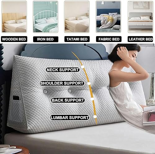 Miniatura 2 de Almohada grande de cuña de lectura, cojín de cabecera de color sólido, respaldo triangular, respaldo triangular, cojín de cama de día, litera y