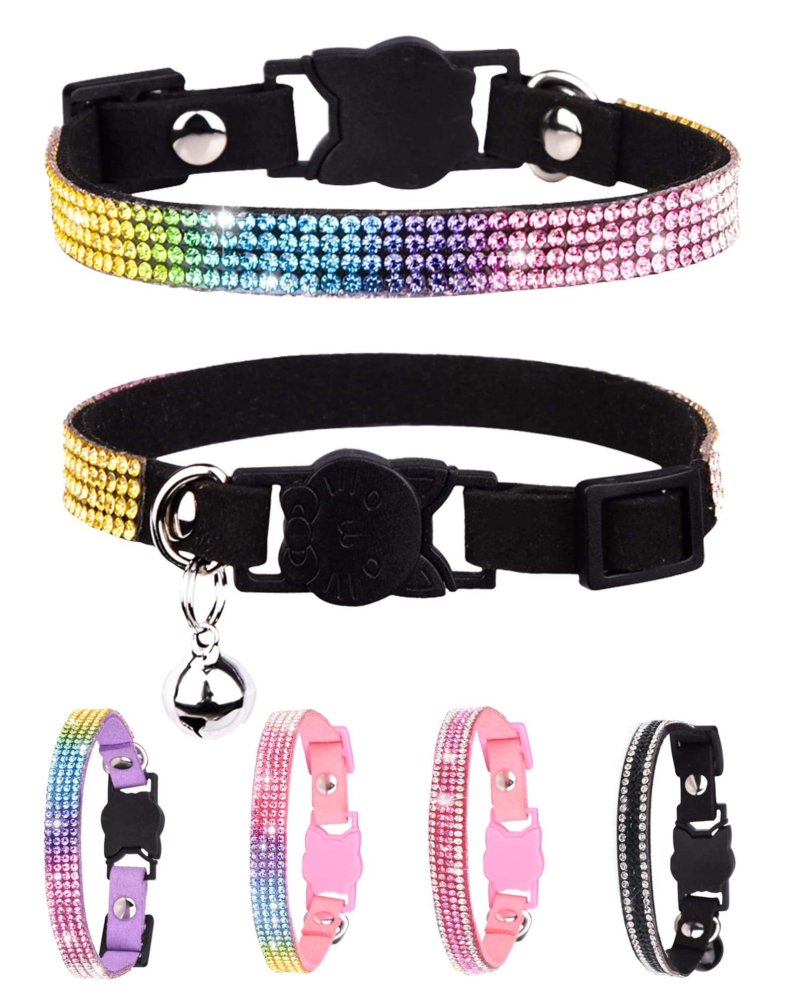 Coleira Gato Petank Breakaway - Strass Brilhante Com Sino Rosa