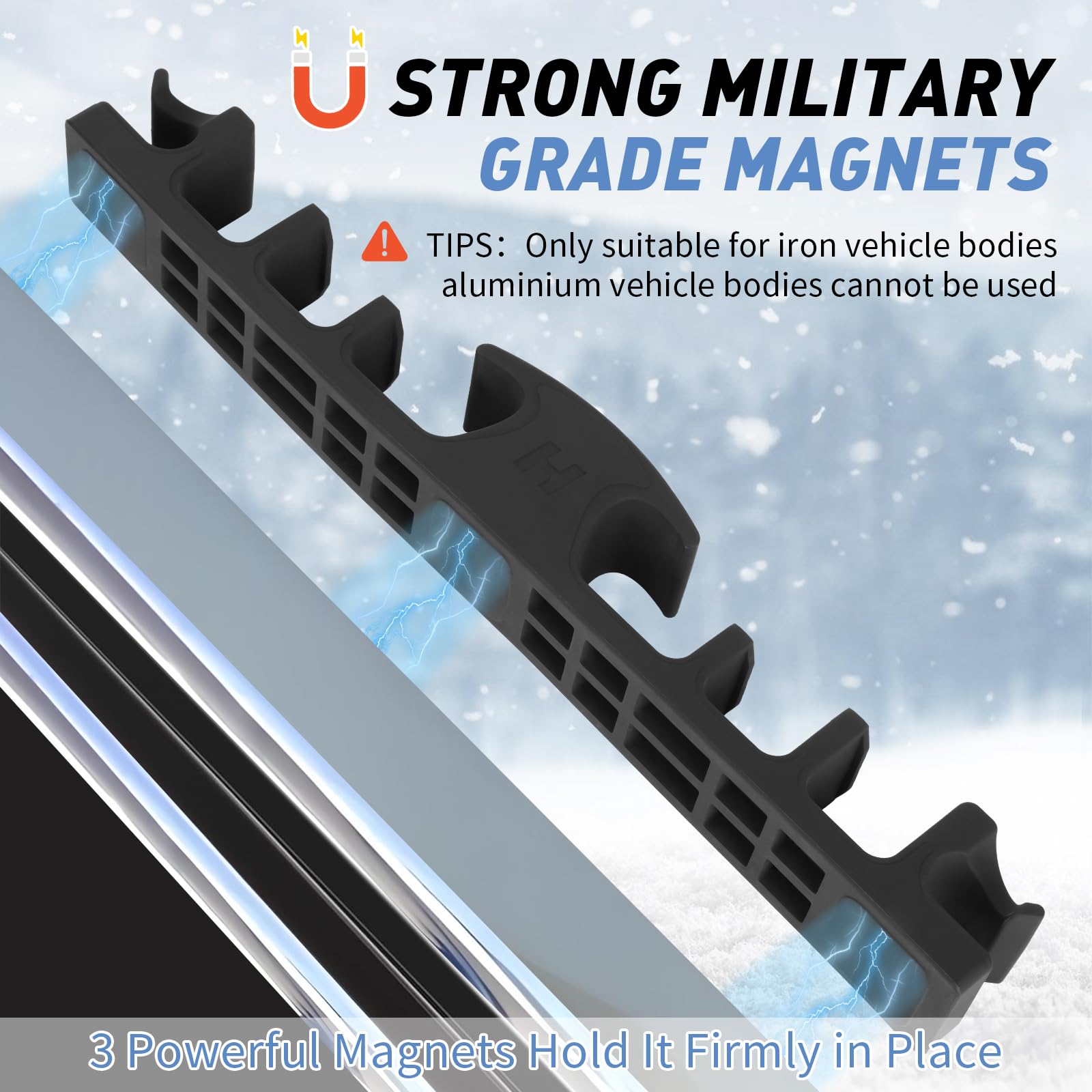 BOOSTEADY Portasci e Tavole da Snowboard Magnetici per Auto, Supporti Antiribaltamento con Protezione Vernice, Fino a 4 Paia di Sci o 2 Snowboard + 2 Bastoncini