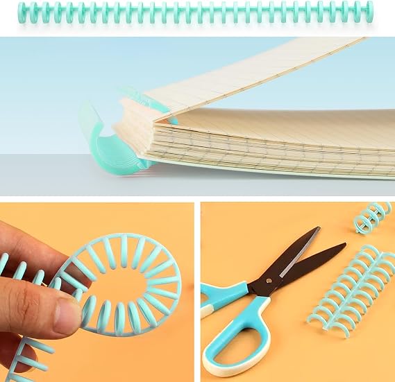 10-Hole Manual Binding Machine for Office & Study - Portable A4/30Hole, B5/26Hole, A5/20Hole Punch, 8 Sheet Metal Paper Binder with 2 Binding Coils, Blue