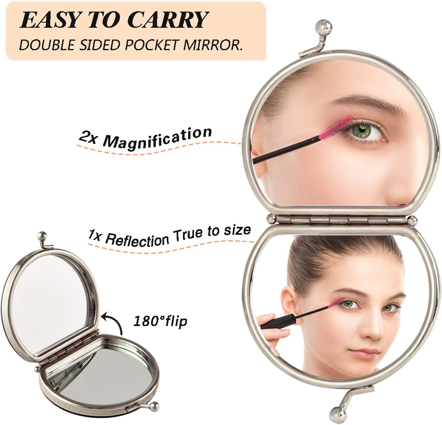 Gothic Moon Compact & Mini Travel Mirror for Women, Pocket-Sized & Folding, Double-Sided & Handheld, Magnifying image 5