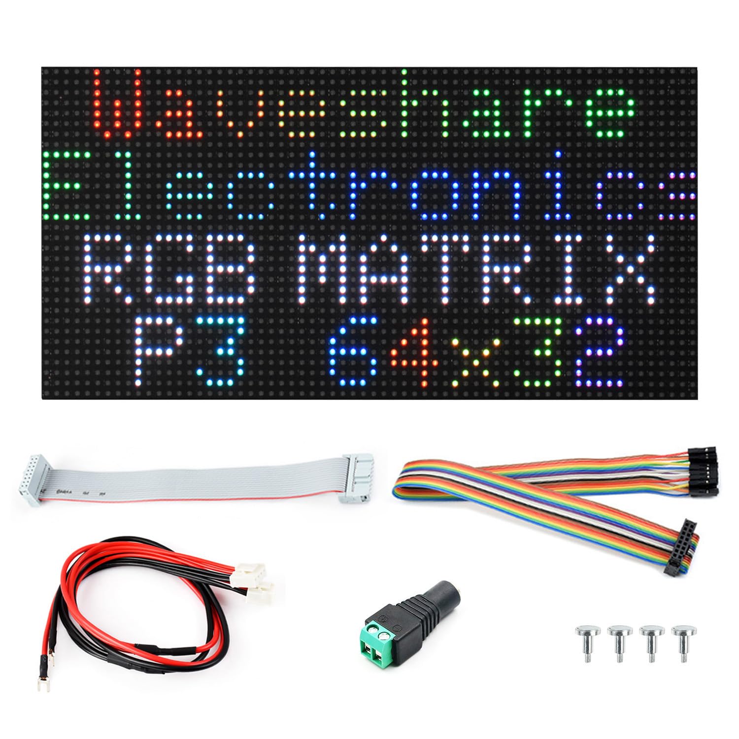 Waveshare RGB Full-Color LED Matrix Panel, 3mm Pitch, 64 × 32 Pixels, Adjustable Brightness, GOB Version