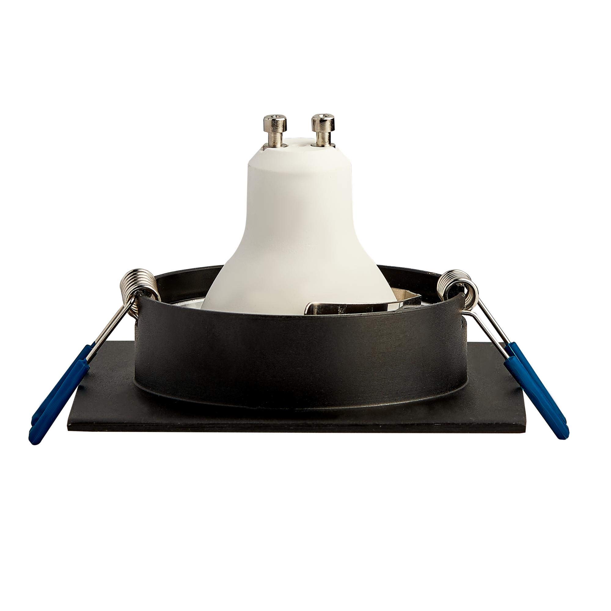 Set di 6 telai da incasso per faretto da incasso quadrato, nero, orientabile, piatto, per lampadine GU10 MR16, diametro 80 mm, foro per soffitto, faretto da incasso