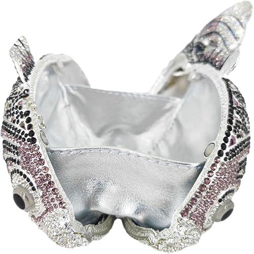 Miniatura 5 de Boutique De FGG Bolsos de mano con diamantes de imitación de pescado para mujer, bolsos formales de noche, bolso de graduación, boda, fiesta, bolsa