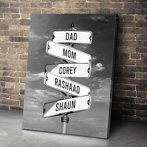 VIRAGIL Letrero de calle personalizado con múltiples nombres, lienzo personalizado para pared, cartel de calle con varios nombres, carteles de calle