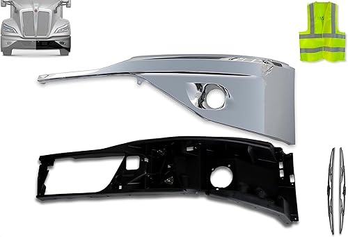 Kozak Esquina de parachoques cromada con orificio para lámpara antiniebla (lado izquierdo del conductor) juego compatible con Kenworth T680 Next Gen