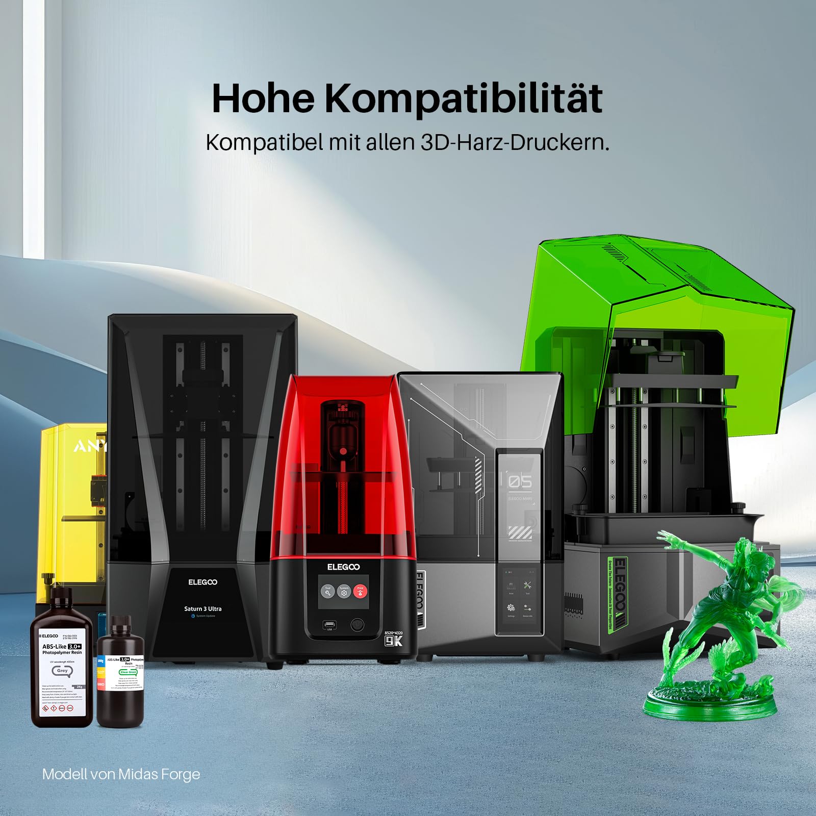 ELEGOO ABS-Like 3.0 Plus 3D Drucker Resin Grau 1000g, Hohe Hitzebeständigkeit 3D-Drucker Harz, Niedrigere Viskosität und Schrumpfung, 405nm LCD-UV-Aushärtung für MSLA/LCD/DLP 3D-Drucker