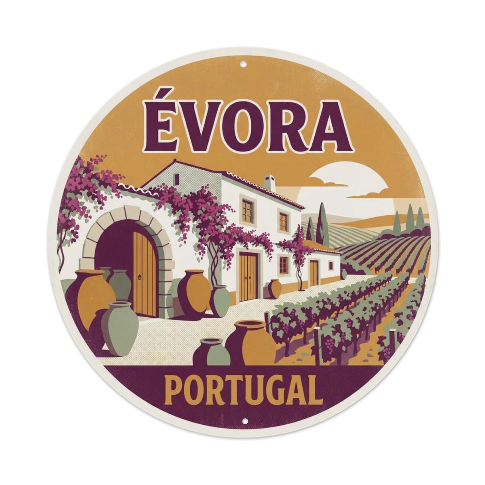 Olyhtr 8X8inch Classic Style Portugal Evora Winery Regional Cuisine Food Heritage Metal Tin Sign