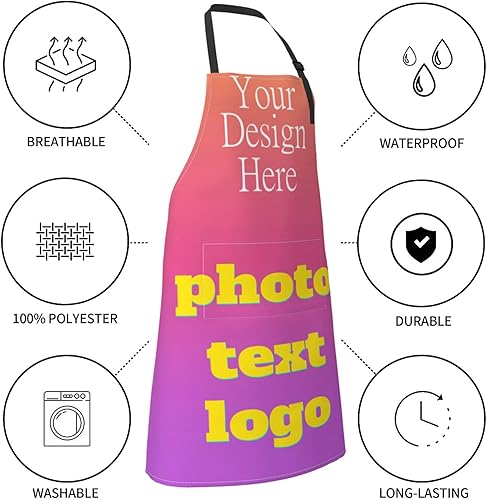 Miniatura 7 de Delantal personalizado con nombre y logotipo, para mujer, divertido