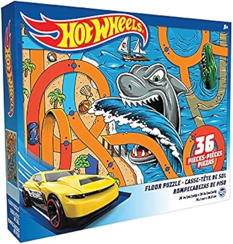 Hot Wheels - Rompecabezas de piso para niños. Regalos educativos para niños y niñas. Piezas coloridas que encajan perfectamente. Gran regalo de