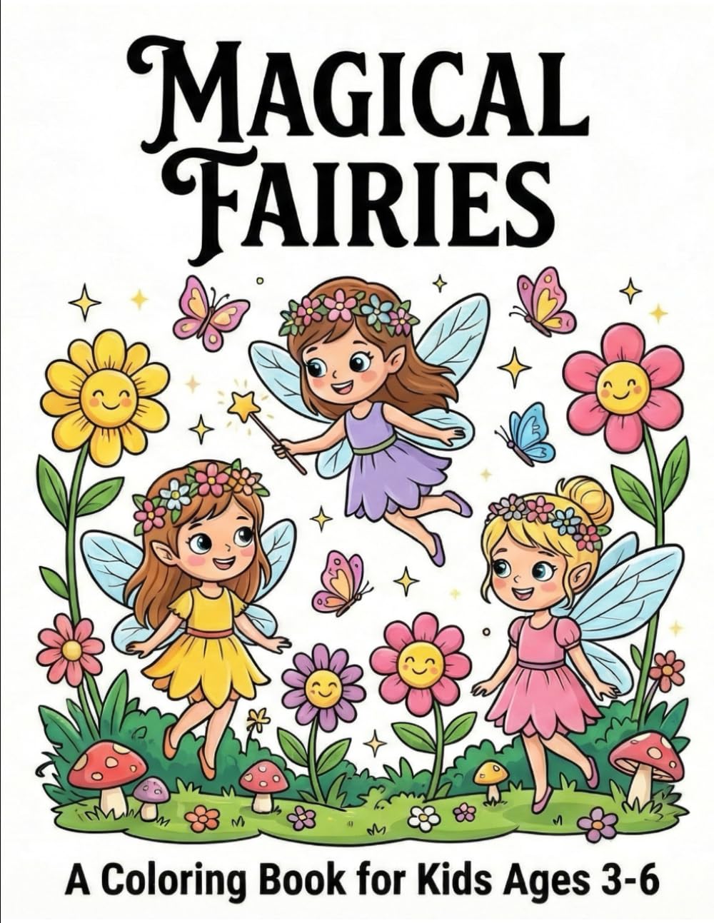 Magical Fairies Coloring Book for Kids Ages 3–6: 90 pages Cute & Easy Fairy Coloring Pages for Toddlers and Preschoolers | Big Simple Designs for Fun, Creativity & Screen-Free Play
