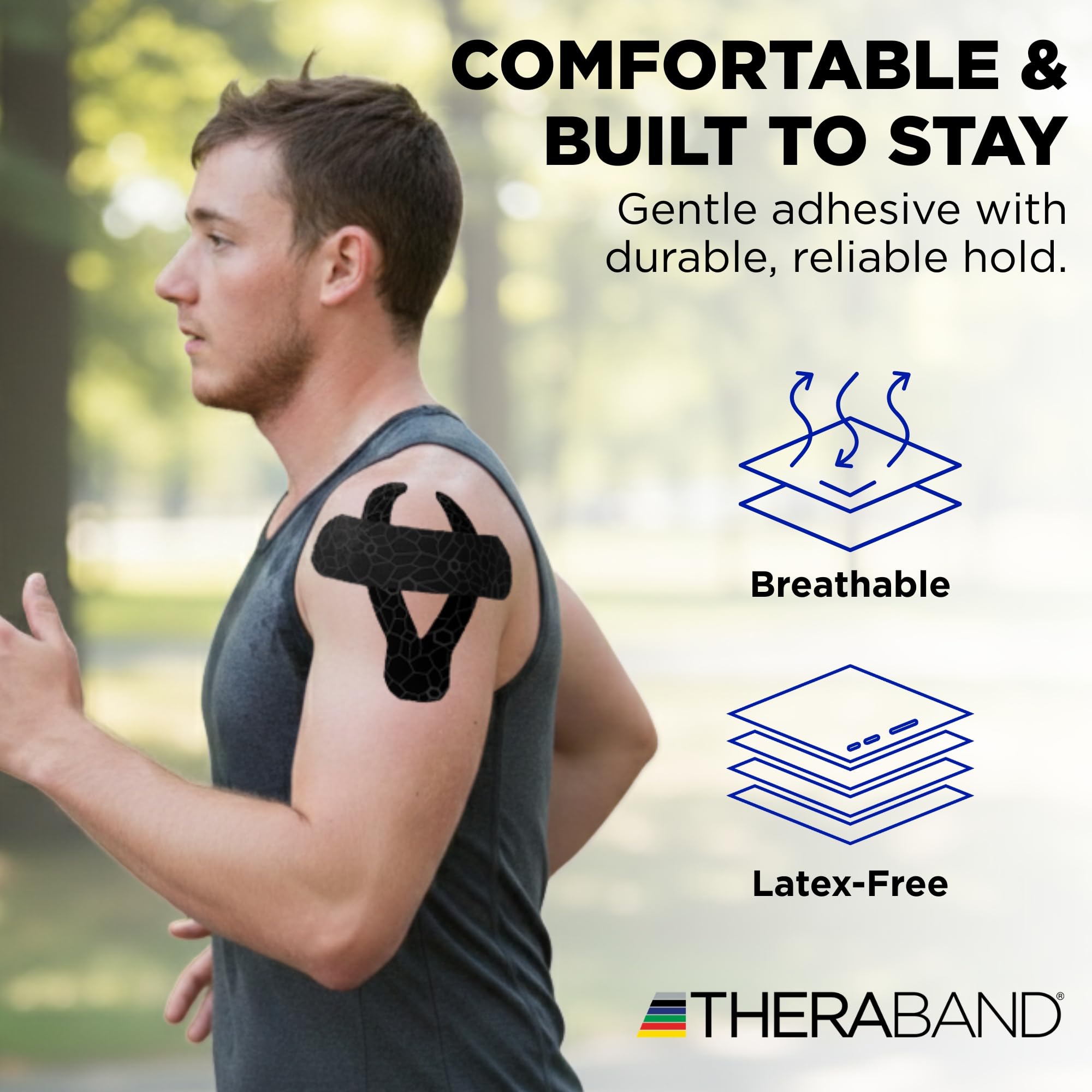 THERABAND Kinesiologie-Tape mit XactStretch-Indikator für perfekte Dehnung und Anwendung jedes Mal, Beste Haftung, wasserabweisend