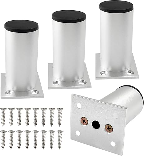 Miniatura 28 de Juego de 4 patas de muebles de aleación de aluminio de 3 pulgadas de altura, patas ajustables de gabinete de 1.5 pulgadas de diámetro, patas