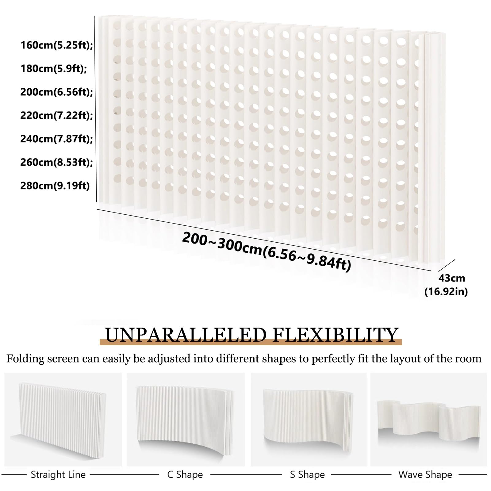 Divisori per ambienti, Carta da parati divisoria retrattile for ambienti, design scavato(3x2 m/9.84x6.56 ft)