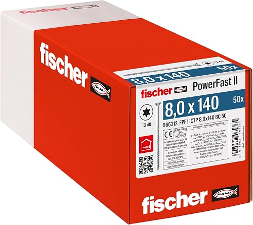 Vis de charpente PowerFast FPF II CTP 8,0x140 revêtement zingué fischer
