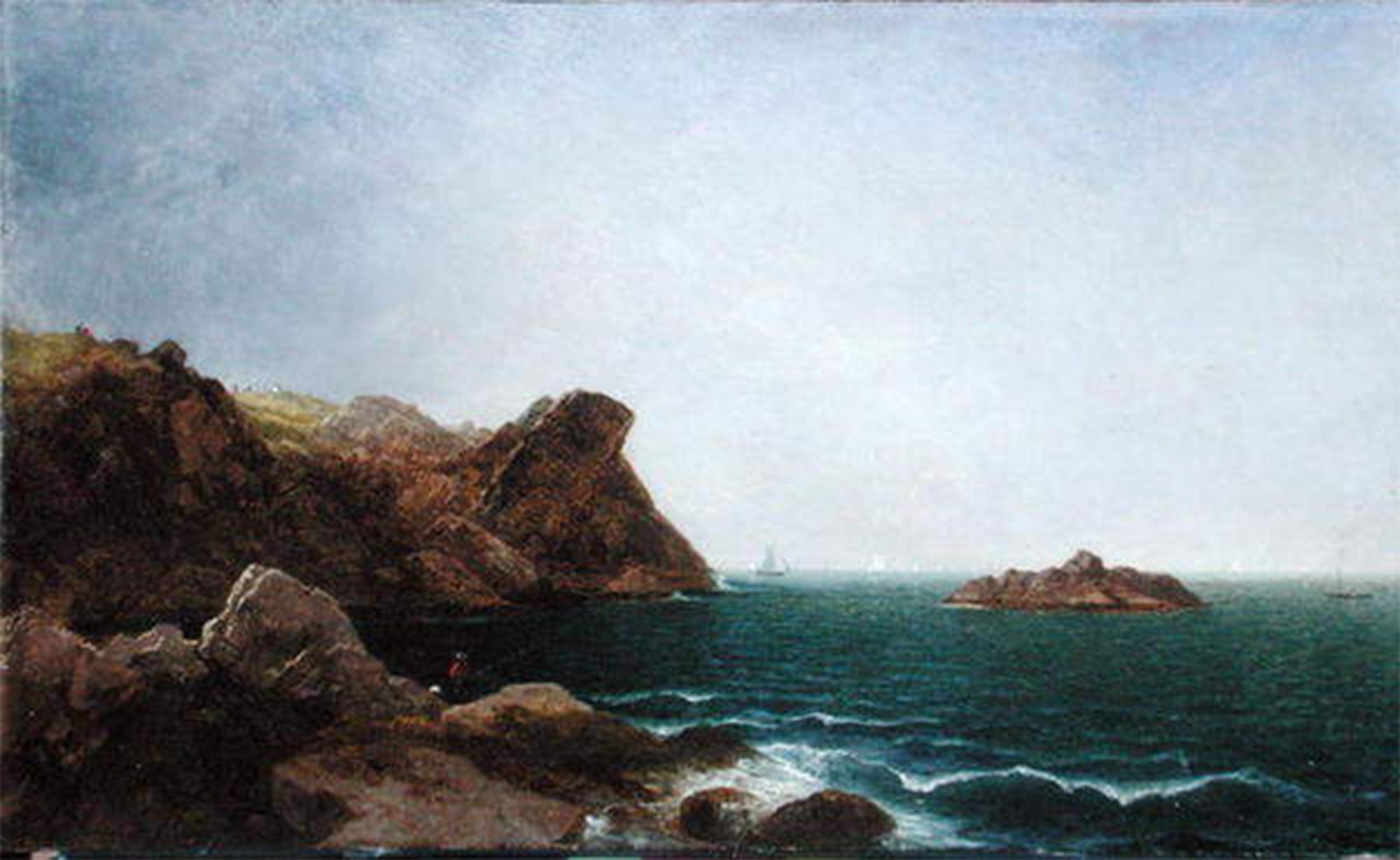 SERENDIPITP Vintage Picture Print on Canvas Wall Art Poster Nahant Rock and Seashore by Frederick Kensett Artwork Print Poster for Wall Decor 60x90cm