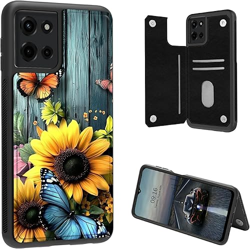 BEOTIWAD Beautiful Sunflowers Butterflies Case for Motorola Moto G 5G 2025 PU Le