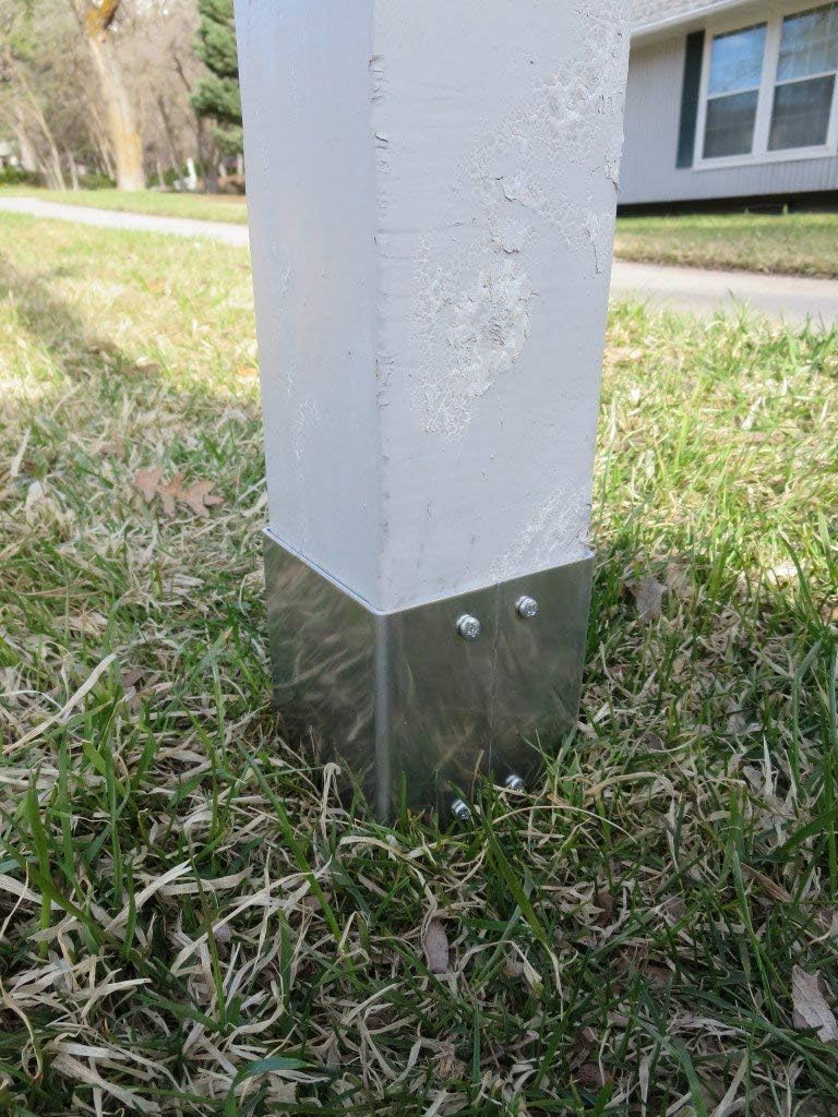 4x4 (3.5 x 3.5) Mailbox Post Protector Guard (Mill Finish) - Wood Post Trimmer Shield