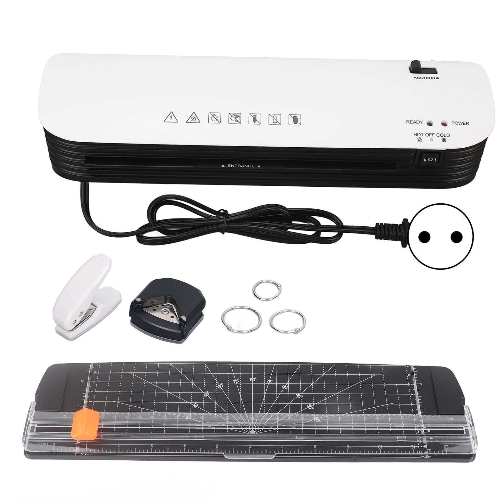 ViaGasaFamido Thermo-Laminiergerät 4 in 1 mit Integriertem Papierschneider, Eckenrunder, Locher für A4, A5, A6, Dokumente, Fotos, Heimbüro, Schule (EU-Stecker 220–240 V)