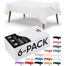 Utopia Kitchen Plastic Table Cloth Disposable [White, 6 Pack]