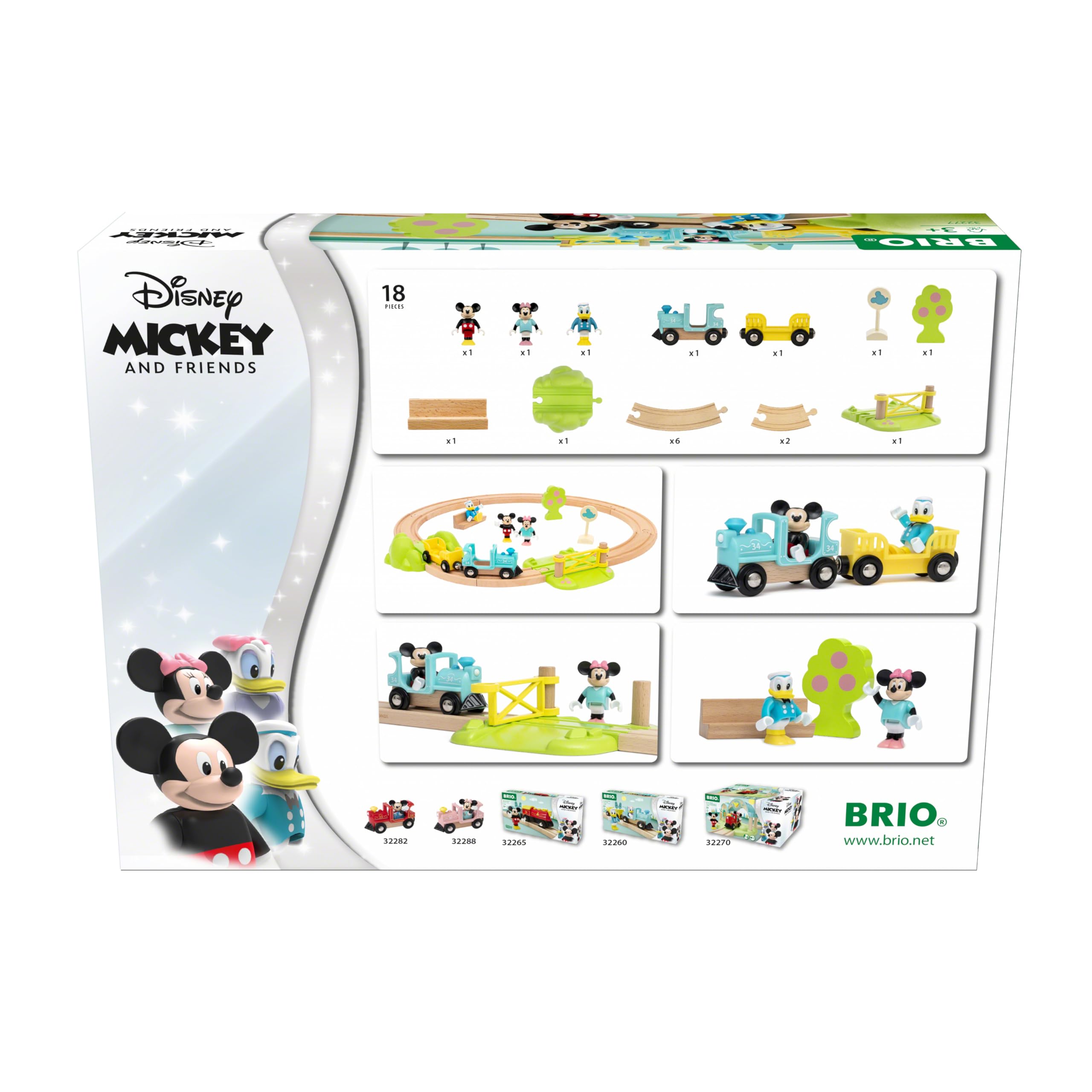BRIO World 32277 Micky Maus Eisenbahn-Set - Ergänzung Holzeisenbahn - Empfohlen ab 3 Jahren