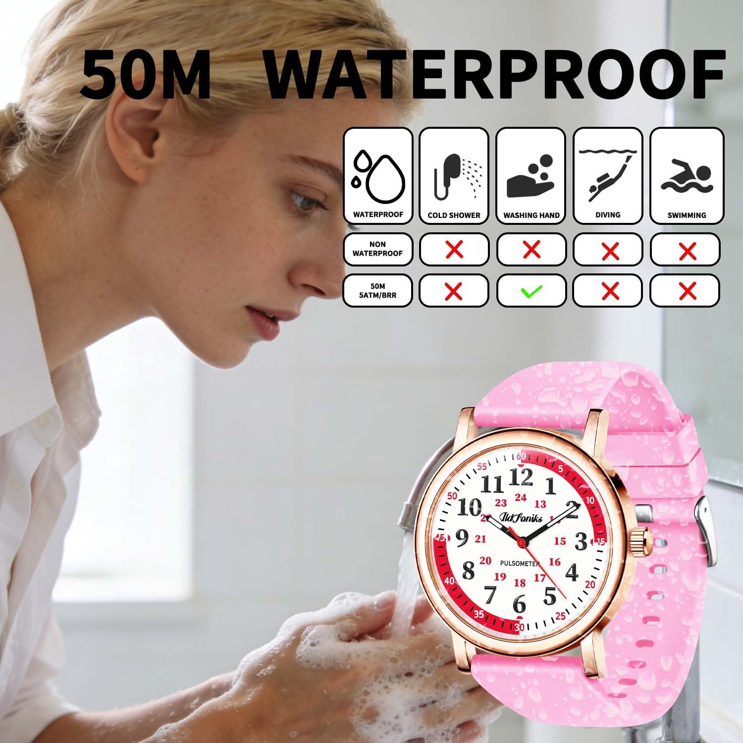 Nurse Watch for Medical Professionals Analog Women's Watches Mens 24 Hour Military Time with Second Hand