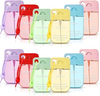 6 Pcs Mini Hydrating Hand Sanitizer Spray with Keychain, Minimal | Scented Hand Sanitizer Spray, with Silicone Lanyard, 1.35 Fl. oz, Portable, for Nurse Teacher Employee Staff Office Gifts